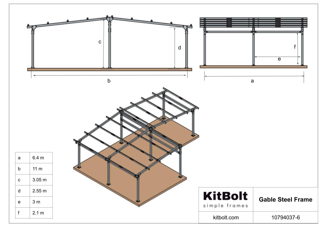 L-förmiger Metallrahmen mit Satteldach – Modell 10794037-6
